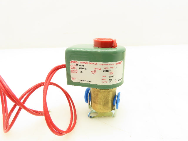 Asco 8314C24 Red Hat Solenoid Valve 120V 11W 75PSI 3 Way 1/4"NPT