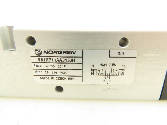 Norgren V61R711AA313JH Pneumatic Double Solenoid Valve 5/3 Pos 1/4" NPT 24VDC