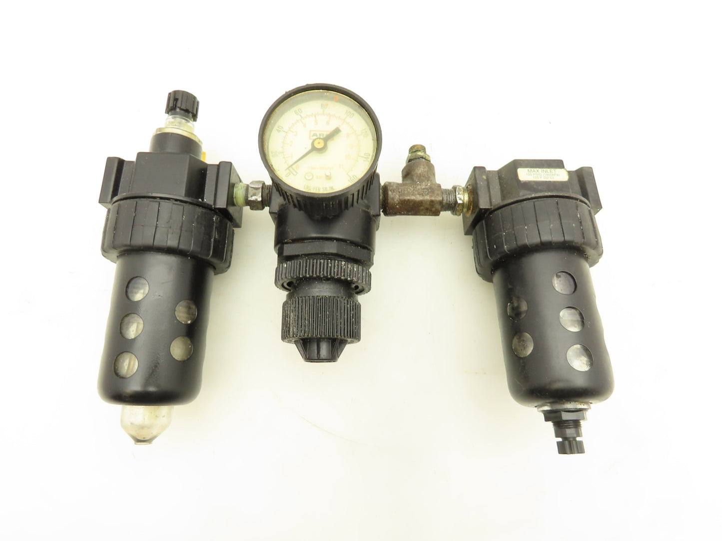 Parker 16L12BE/06F22AC Compressed Air Line Filter Regulator Lubricator 3pc Combo
