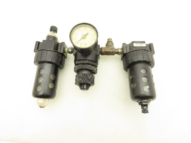 Parker 16L12BE/06F22AC Compressed Air Line Filter Regulator Lubricator 3pc Combo