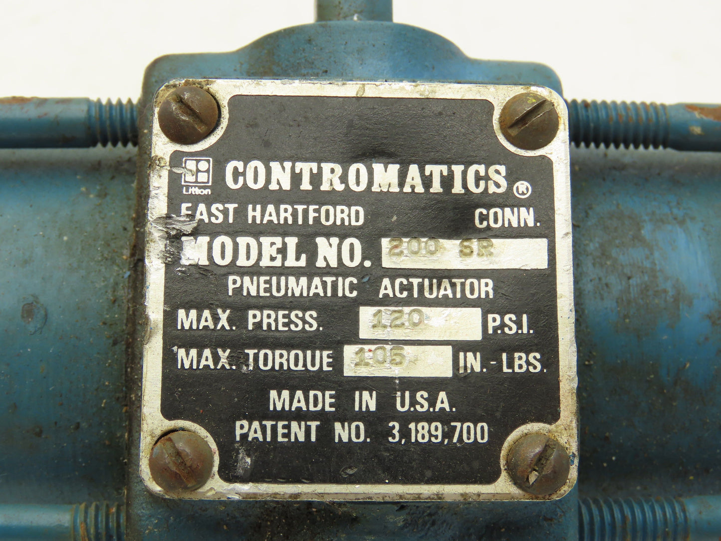 Contromatics 200SR Pneumatic Valve Actuator Spring Return 120 PSI 105 In/Lb