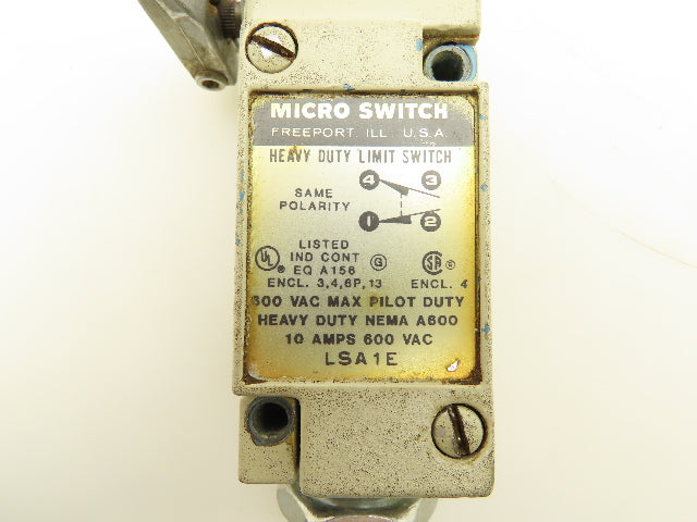 Honeywell Micro Switch LSA1E Heavy Duty Limit Switch 10A 600V Roller Lever Arm