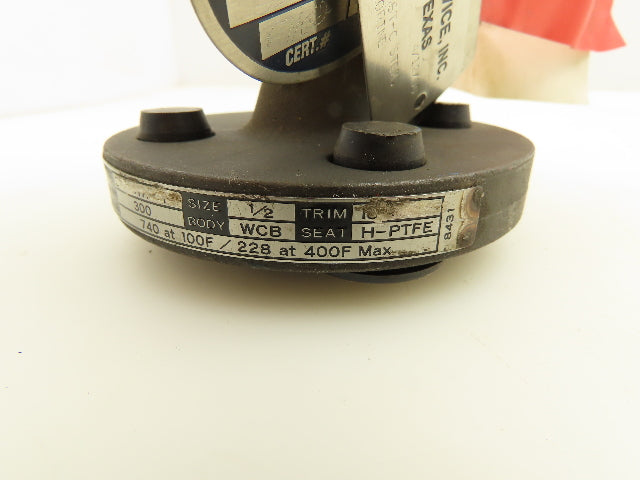Kitz 300SCTA-M-HC-CL2 Chemical Ball Valve 1/2" Flanged Class 300 Steel 4-Bolt