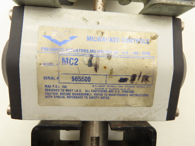 Milwaukee Controls MC2 Pneumatic Actuator Ball Valve w/Positioner 3/4" NPT