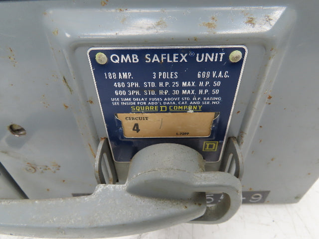 Square D QMB-3610-T Saflex Twin Fusible Panelboard Switch 100/100A 3P 600VAC