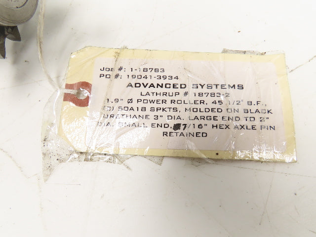 Lathrup 1.9"x 45.5"BF Tapered Conveyor Roller Double Sprocket Chain Drive