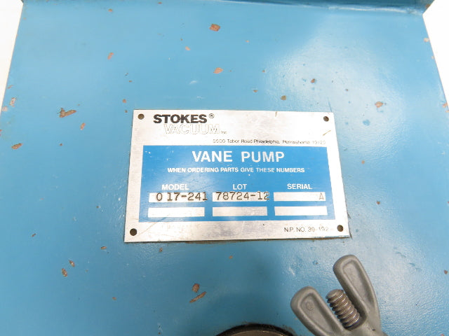 Stokes 017-241 MicroVane Rotary Vane Vacuum Pump 37 CFM 2Hp 230/460V 3PH