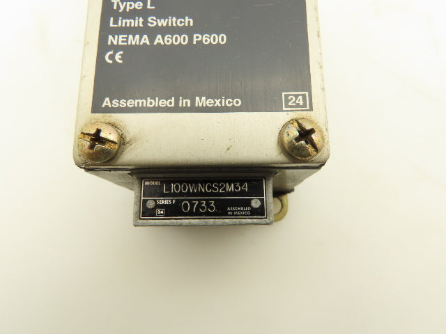 Square D L100WNCS2M34 Type L Limit Switch RB Denison Lox-Switch Series F