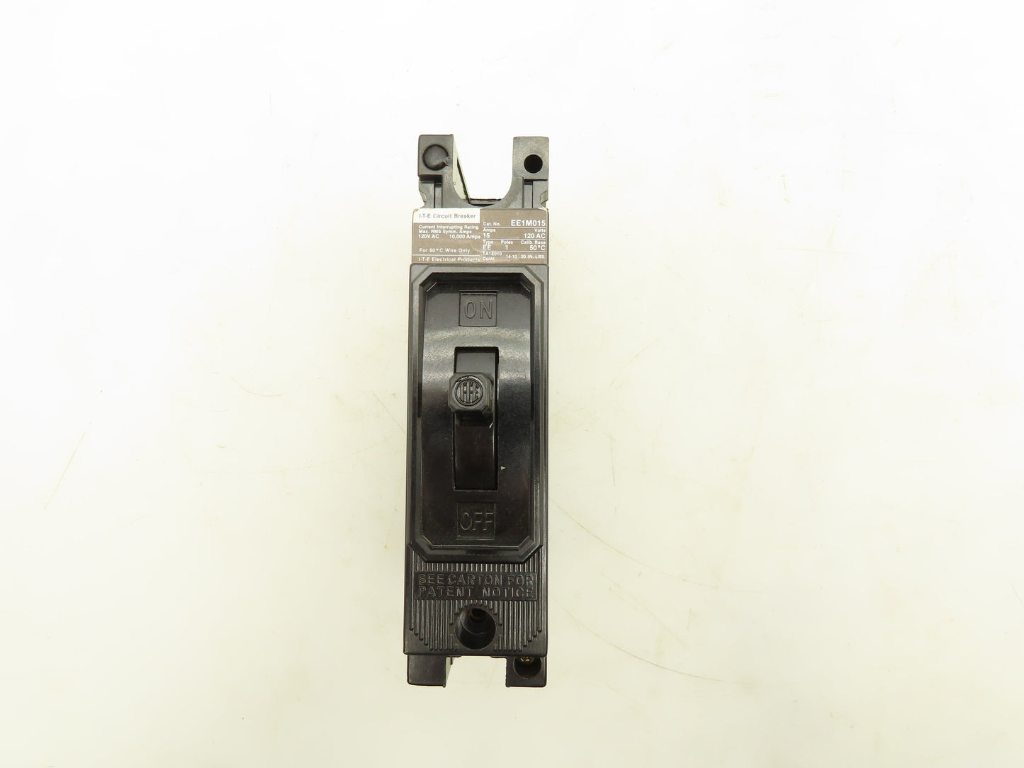 Siemens EE1M015 ITE Circuit Breaker 120VAC 15A 10KA@120V 1Pole 20"Lbs Of Torque