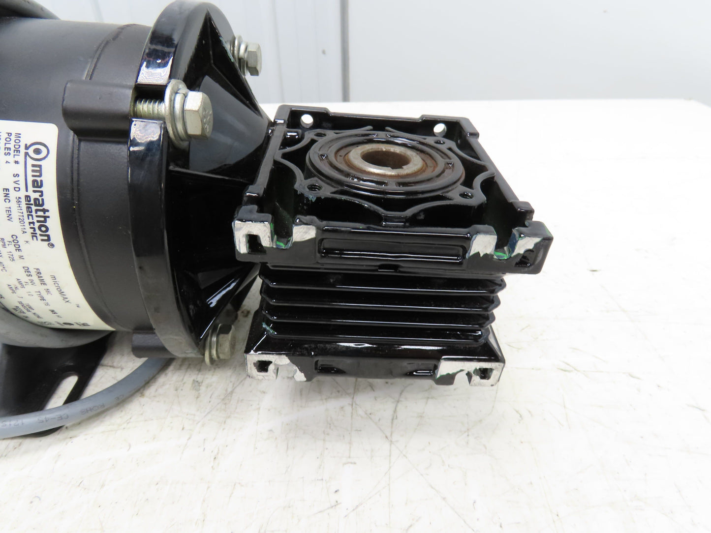 Marathon MicroMax Gearmotor 60:1 Reducer .25Hp 230V 3PH 29 RPM Hollow Shaft 56C