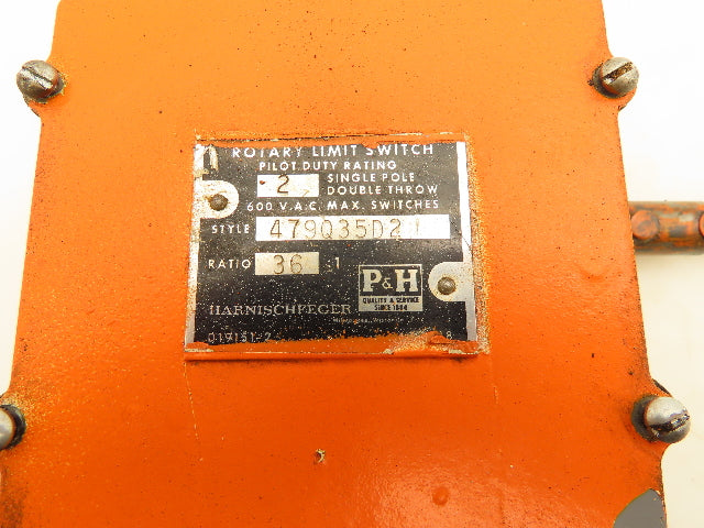 P&H Harnischfeger 479Q35D2 Rotary Limit Switch 36:1 Gear Ratio