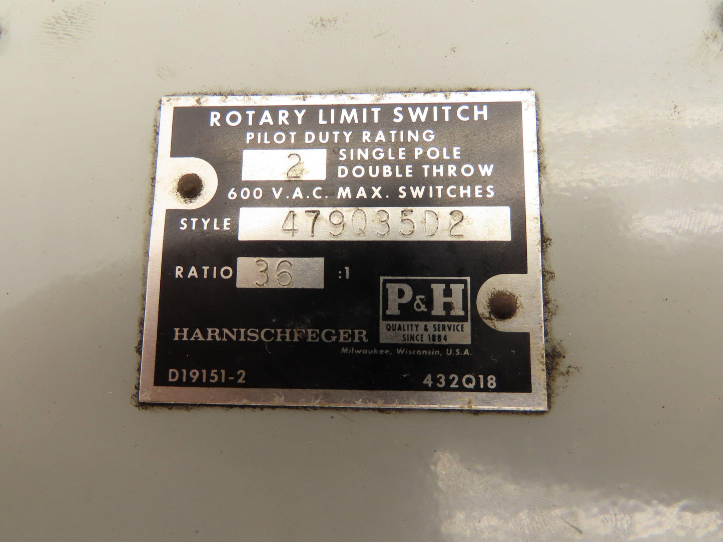 P&H Harnischfeger 479Q35D2 Rotary Limit Switch 36:1 Gear Ratio