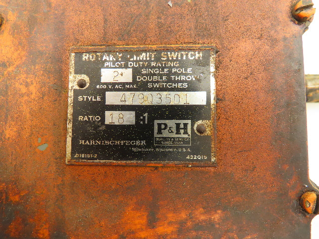 P&H Harnischfeger 479Q35D1 Rotary Limit Switch 18:1 Gear Ratio
