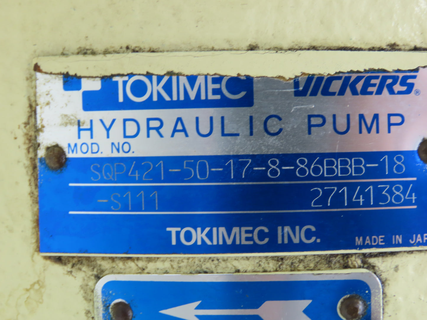 Tokimec Vickers SQP421-50-17-8-86BBB-18-S111 Hydraulic Triple Vane Pump
