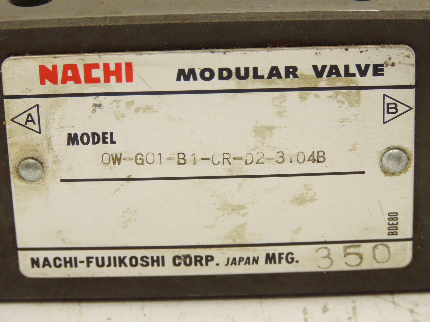 Nachi OW-G01-B1-CR-D2-3104B Hydraulic Modular Pressure Switch Valve