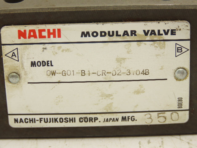 Nachi OW-G01-B1-CR-D2-3104B Hydraulic Modular Pressure Switch Valve