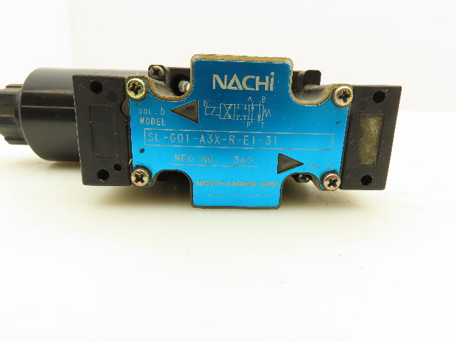 Nachi SL-G01-A3X-R-E1-31 Hydraulic Directional Solenoid Valve 3-Pos 100V