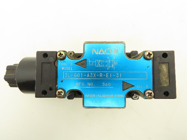 Nachi SL-G01-A3X-R-E1-31 Hydraulic Directional Solenoid Valve 3-Pos 100V