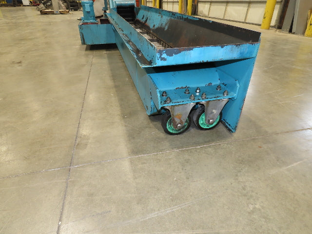 Tsubaki CNC Chip Conveyor 84" Infeed 44" Discharge 220V 3PH w/Coolant Tank Pump