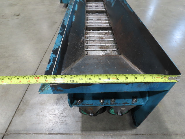 Tsubaki CNC Chip Conveyor 84" Infeed 44" Discharge 220V 3PH w/Coolant Tank Pump