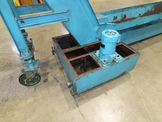 Tsubaki CNC Chip Conveyor 84" Infeed 44" Discharge 220V 3PH w/Coolant Tank Pump