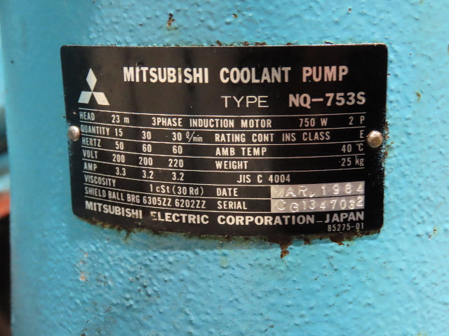 Tsubaki CNC Chip Conveyor 84" Infeed 44" Discharge 220V 3PH w/Coolant Tank Pump