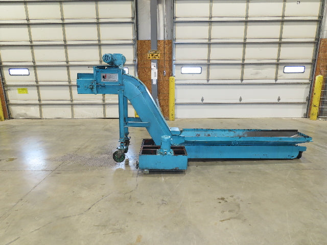Tsubaki CNC Chip Conveyor 84" Infeed 44" Discharge 220V 3PH w/Coolant Tank Pump