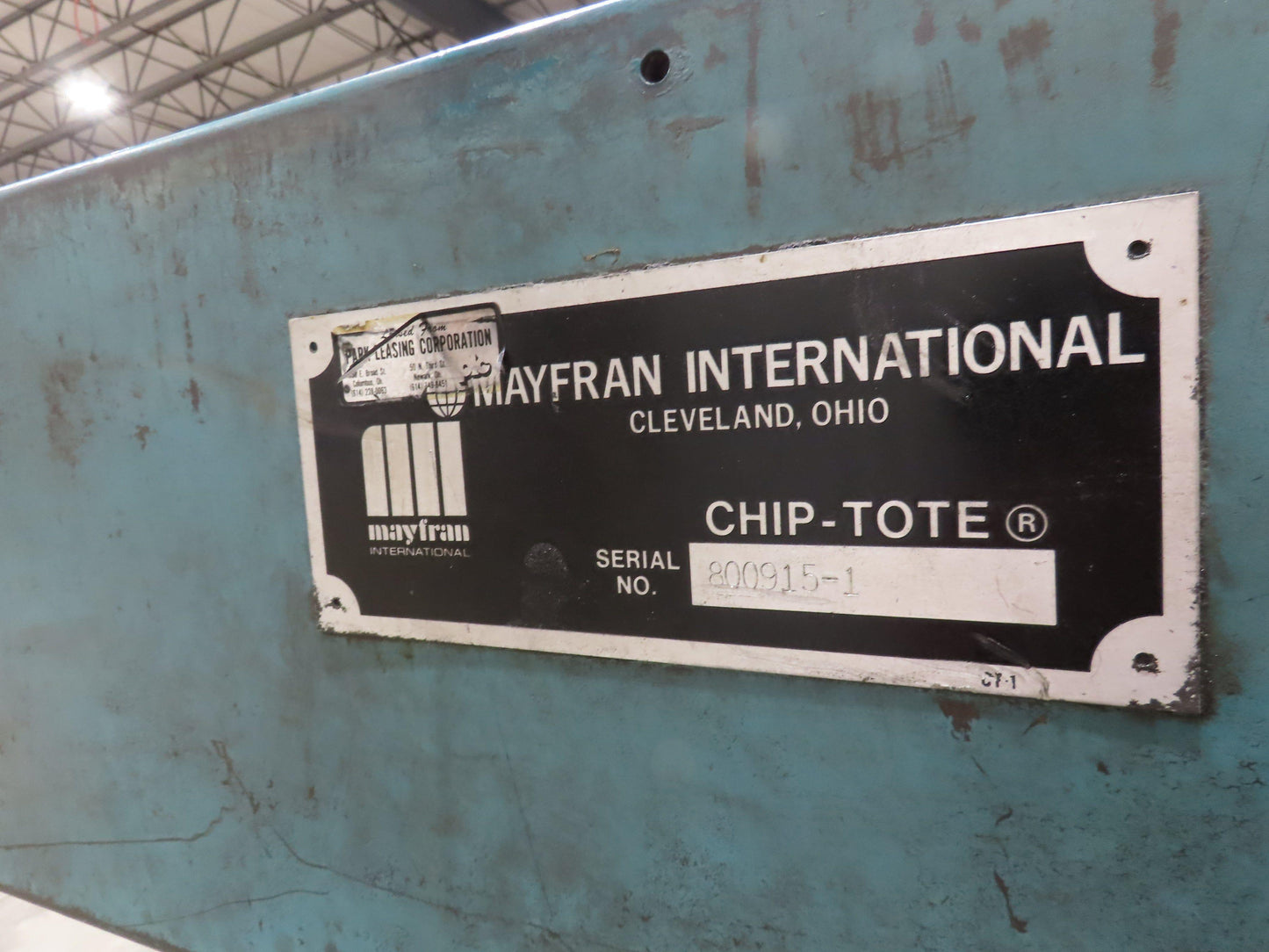 Mayfran Chip-Tote Hinge Belt CNC Chip Conveyor 68" Infeed 44" Discharge 460V 3PH