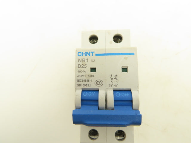 Chint NB1-63 D25 Circuit Breaker 2-Pole 6000A 400V Lot of 3