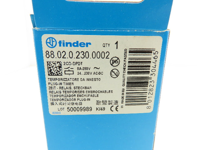 Finder 88.02 Multi-Voltage Plug-In Timer Socket Relay Base 0.5sec-100hr