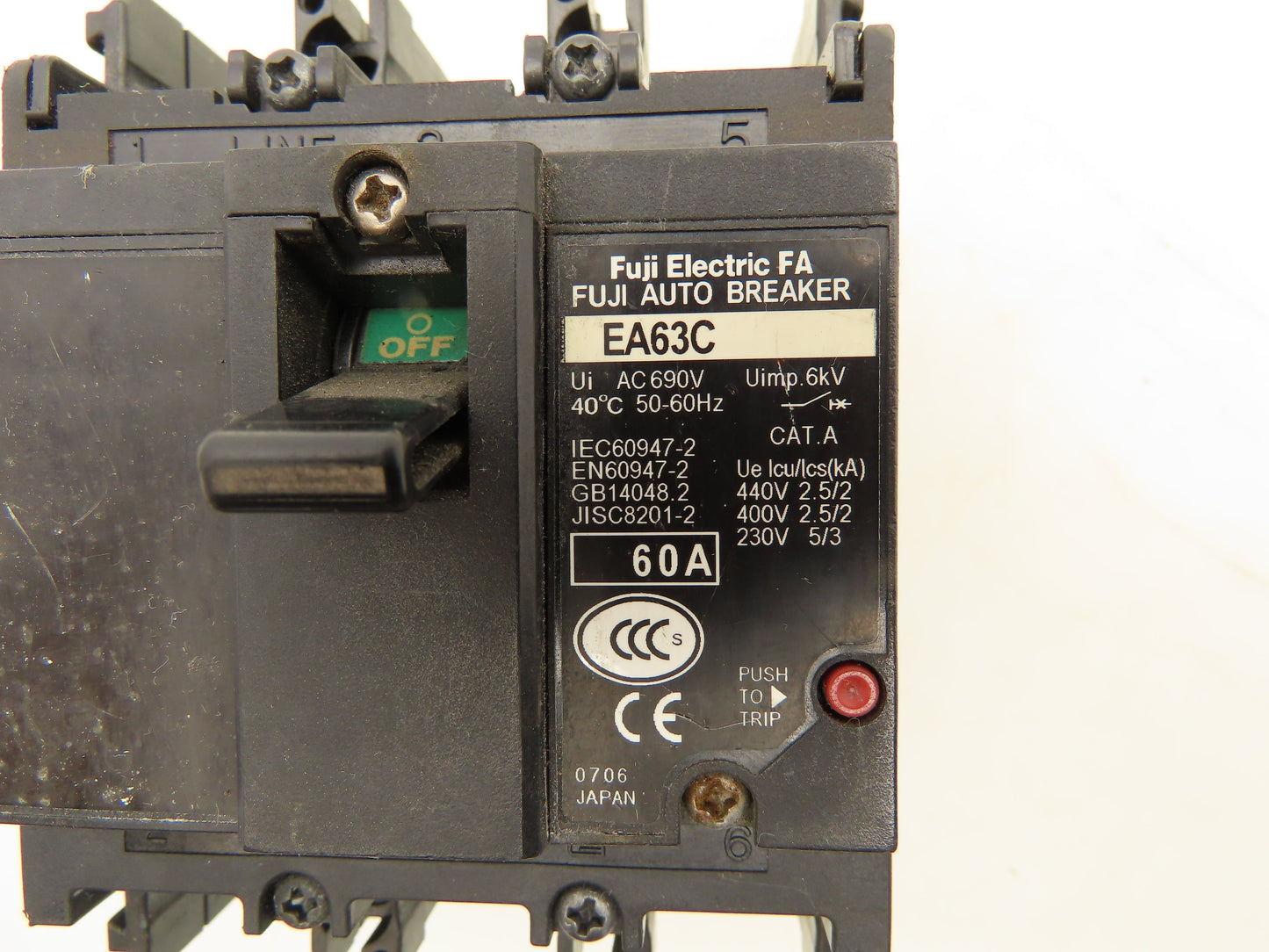 Fuji Electric EA63C Auto Circuit Breaker 60A 690V 3 Pole