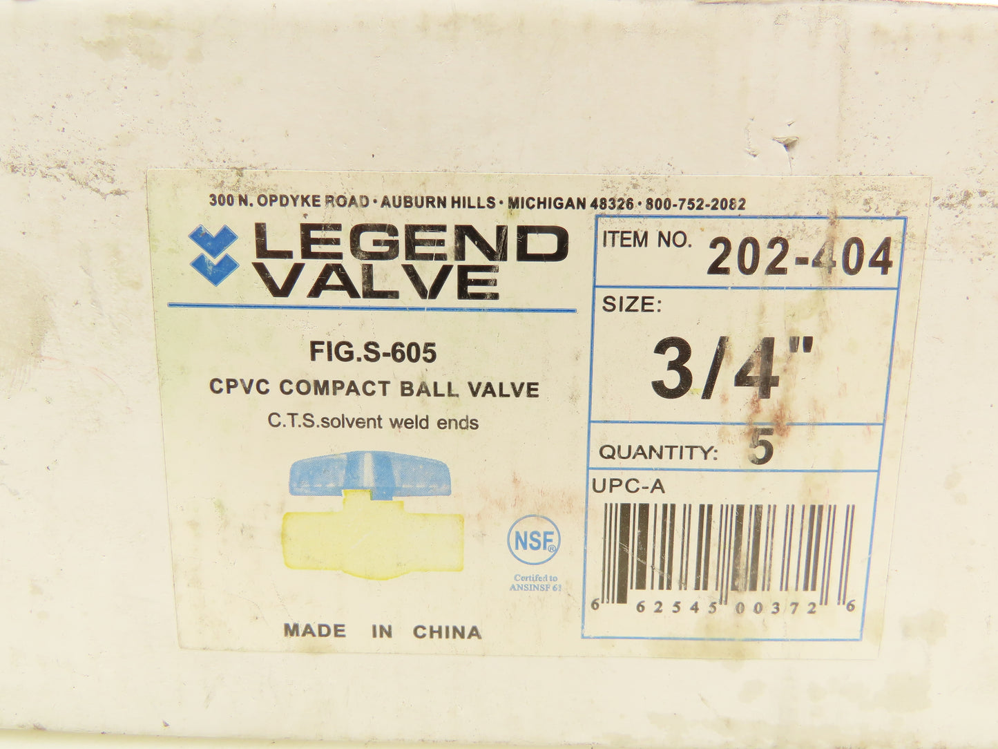 Legend Valve 202-404 3/4" CPVC Compact Ball Valve Lot of 2 Boxes Total of 9