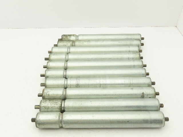 1.9"x 15"BF Single Groove Steel Gravity Conveyor Roller 7/16" Hex Axle Lot of 10