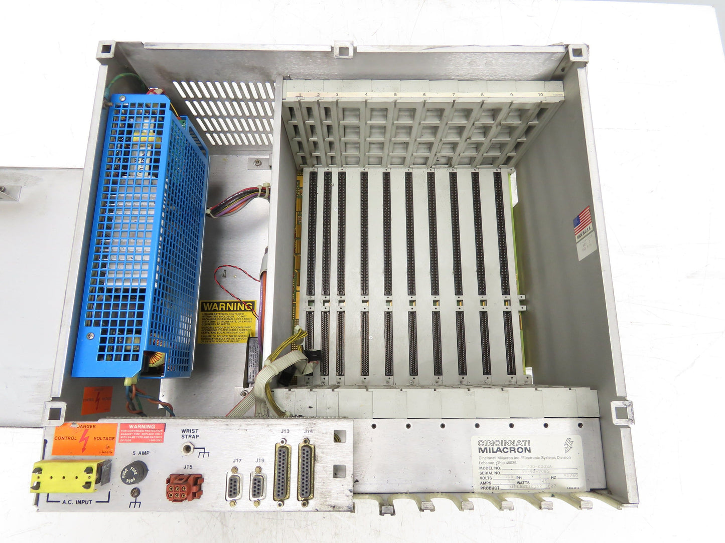 Cincinnati Milacron 3-700-0232A PLC Chassis 10-Slot Rack Power Supply 115V 1PH