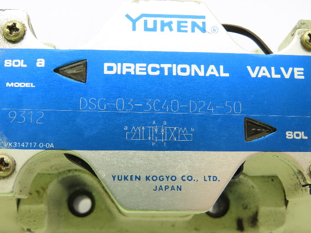 Yuken DSG-03-3C40-D24-50 Directional Control Solenoid Valve 24VDC
