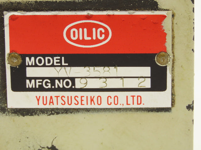Yuatsuseiko Oilic YV3581 Directional Control Cam Lever Valve 2-Pos Spring Return