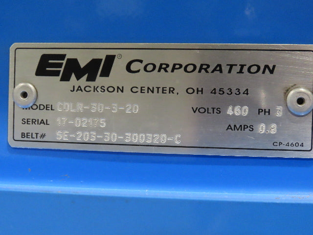 EMI 38"W x 36"L Chain Drive 2.5" Live Power Roller Conveyor 31"BF 1/2Hp 460V 3PH
