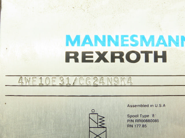 Rexroth 4WE10 E31/C-G24-N9-K4 Directional Control 4/3 Solenoid Valve 24VDC