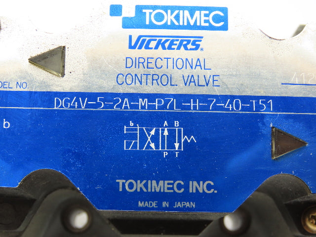 Tokimec Vickers DG4V-5-2A-M-P7L-H-7-40-T51 Directional Control Solenoid Valve
