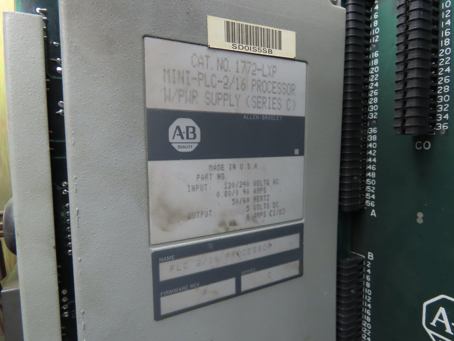 Allen Bradley 1771-A3B I/O PLC Chassis 12 Slot w/ 1772-LXP Power Supply