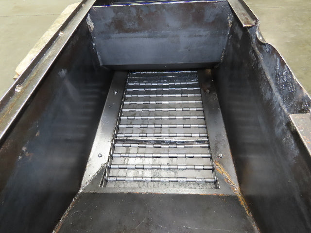 Enomoto Hinge Belt CNC Chip Conveyor 15"x 62" Infeed 40" Discharge 220V 3PH