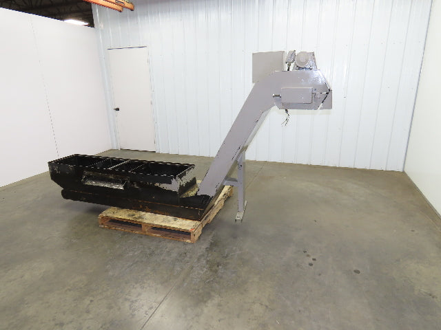 Enomoto Hinge Belt CNC Chip Conveyor 15"x 62" Infeed 40" Discharge 220V 3PH