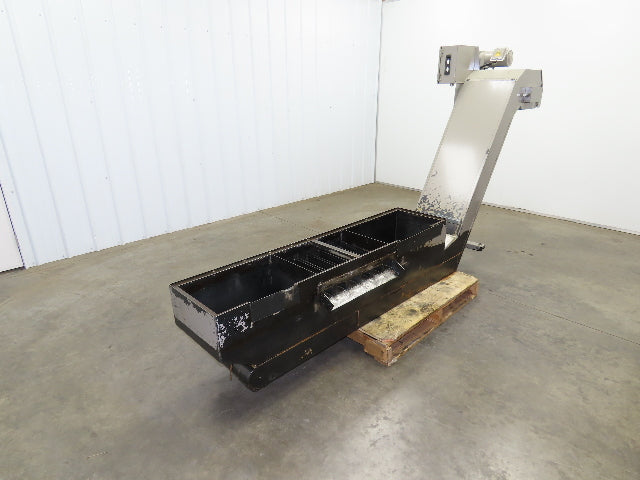 Enomoto Hinge Belt CNC Chip Conveyor 15"x 62" Infeed 40" Discharge 220V 3PH