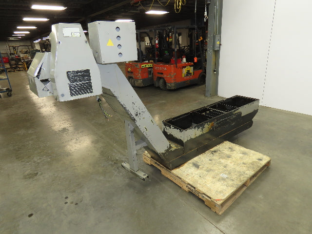 Enomoto Hinge Belt CNC Chip Conveyor 15"x 62" Infeed 40" Discharge 220V 3PH