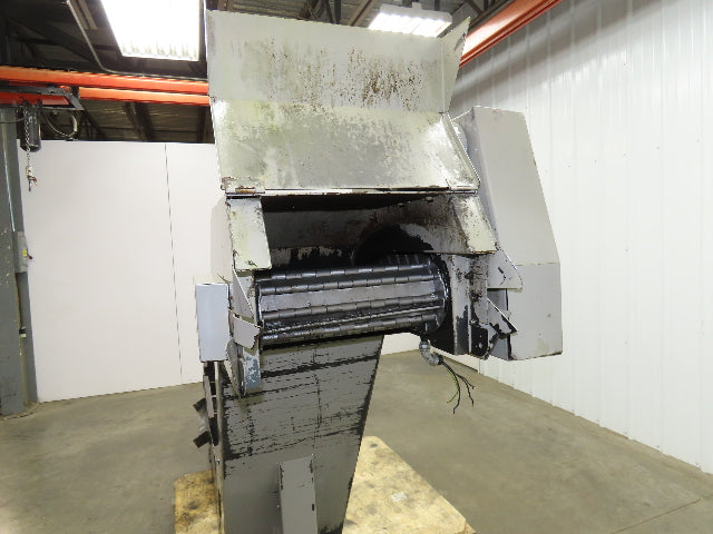 Enomoto Hinge Belt CNC Chip Conveyor 15"x 62" Infeed 40" Discharge 220V 3PH