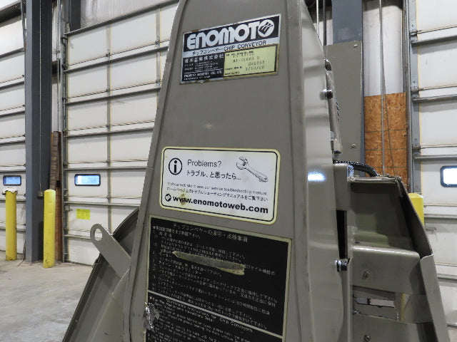Enomoto Hinge Belt CNC Chip Conveyor 15"x 88" Infeed 46" Discharge 220V 3PH