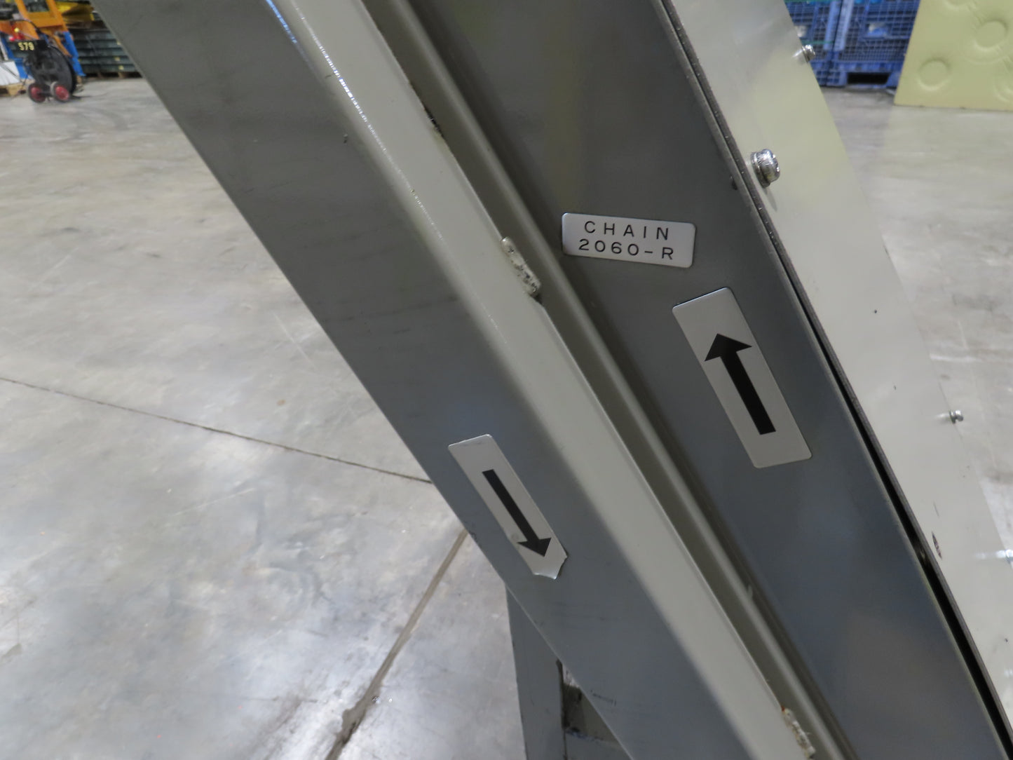 Enomoto Hinge Belt CNC Chip Conveyor 15"x 88" Infeed 46" Discharge 220V 3PH