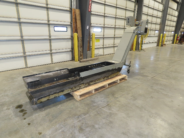 Enomoto Hinge Belt CNC Chip Conveyor 15"x 88" Infeed 46" Discharge 220V 3PH