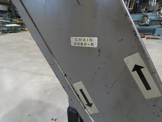 Enomoto Hinge Belt CNC Chip Conveyor 16"x 62" Infeed 36-42" Discharge 220V 3PH