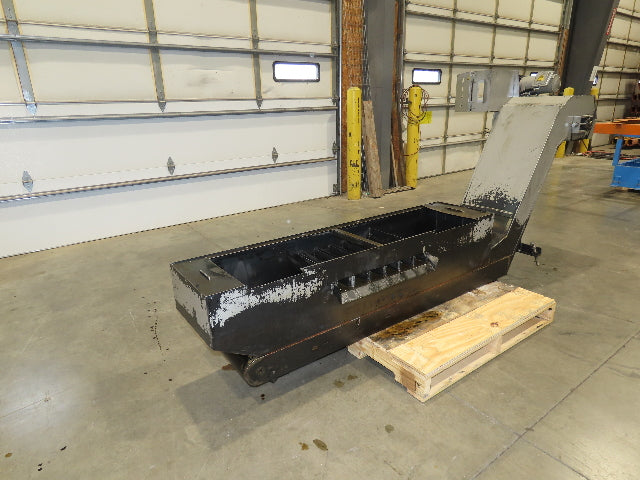 Enomoto Hinge Belt CNC Chip Conveyor 16"x 62" Infeed 36-42" Discharge 220V 3PH